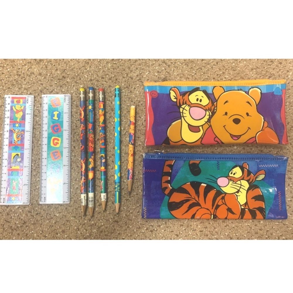 Y2K Lot of Winnie the Pooh & Tigger Pencil Cases Pencils And Rulers